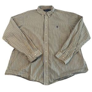 Polo Ralph Lauren Mens XL Striped Oxford Shirt Blue Yellow Button‎ Down